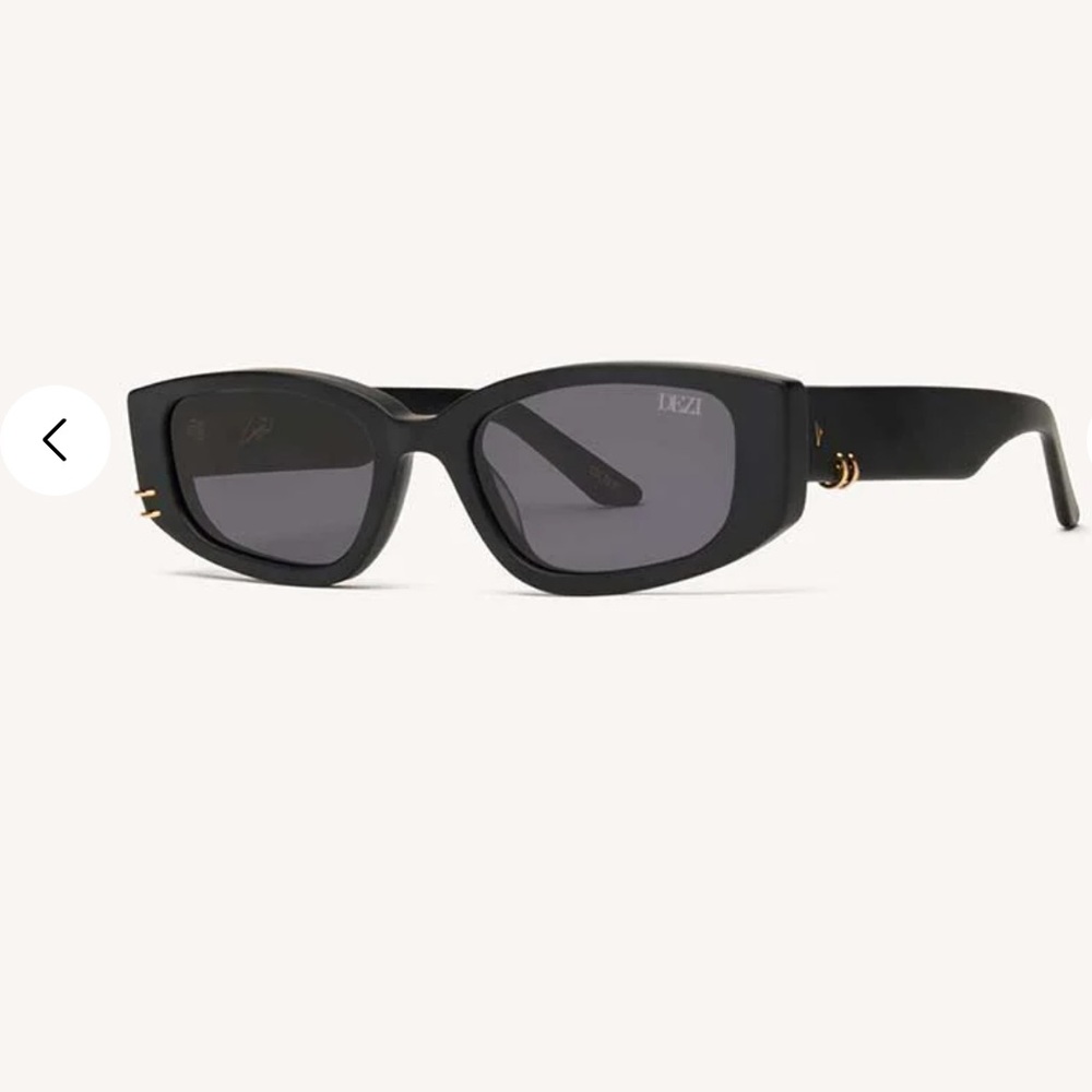 DEZI Cuffed Black Rectangular Sunglasses with Gold detail